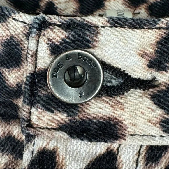 RAG & BONE Boyfriend Jeans Snow Leopard Print Mid-Rise Loose Fit Ankle Denim 27 - Picture 12 of 13